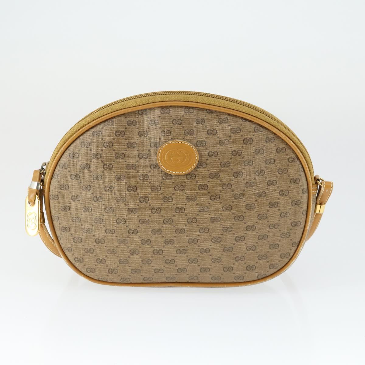 GUCCI Micro GG Supreme Shoulder Bag PVC Leather 4 Set Beige Black Auth mr1844