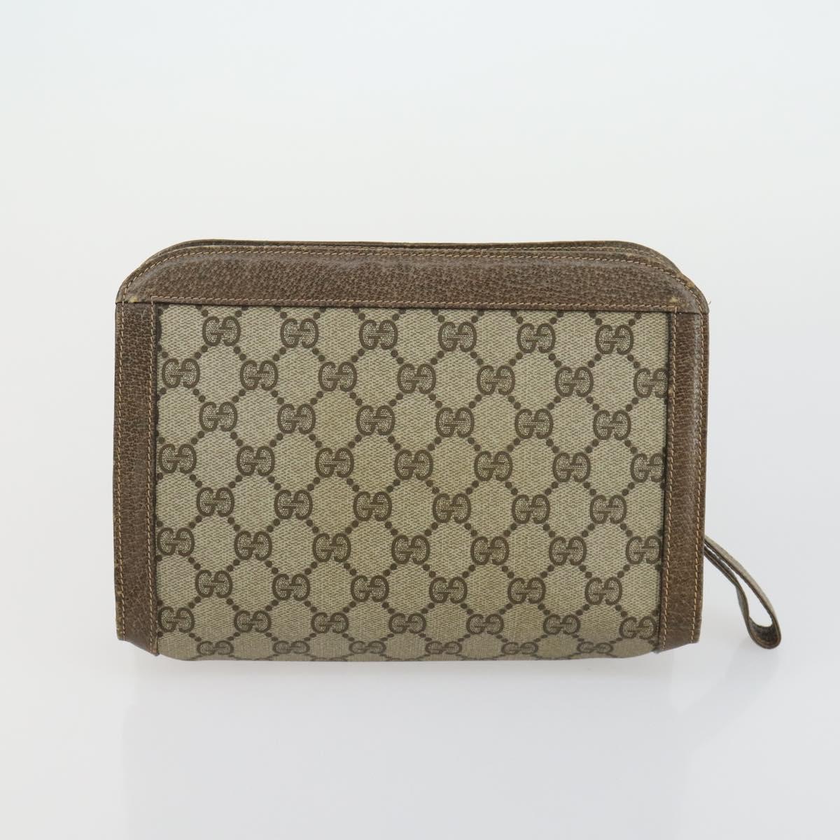 GUCCI GG Supreme Clutch Bag PVC 2 Set Beige Auth mr1845