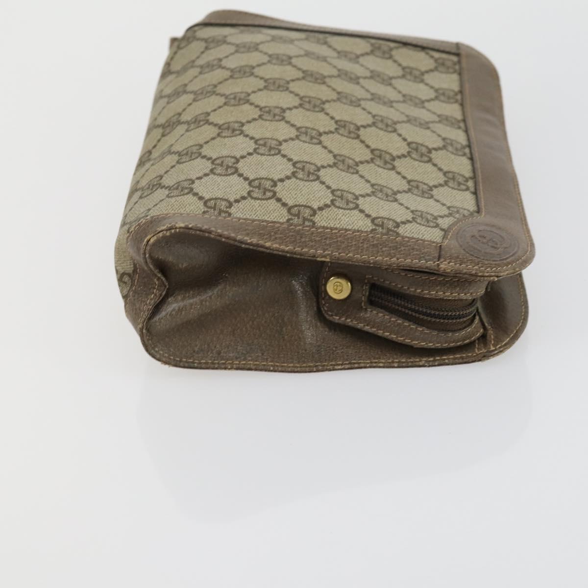 GUCCI GG Supreme Clutch Bag PVC 2 Set Beige Auth mr1845