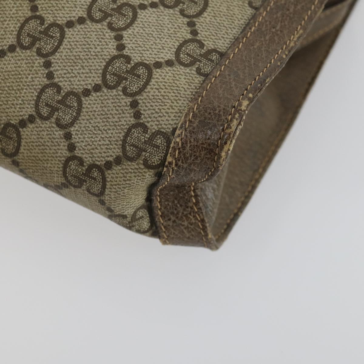GUCCI GG Supreme Clutch Bag PVC 2 Set Beige Auth mr1845