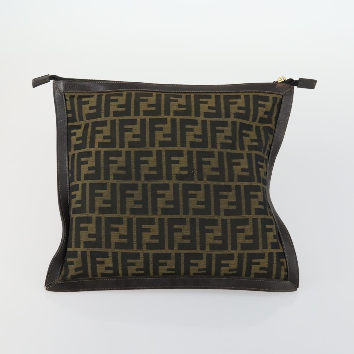 FENDI Zucca Canvas Zucchino Canvas Shoulder Bag 2 Set Black Brown Auth mr1847
