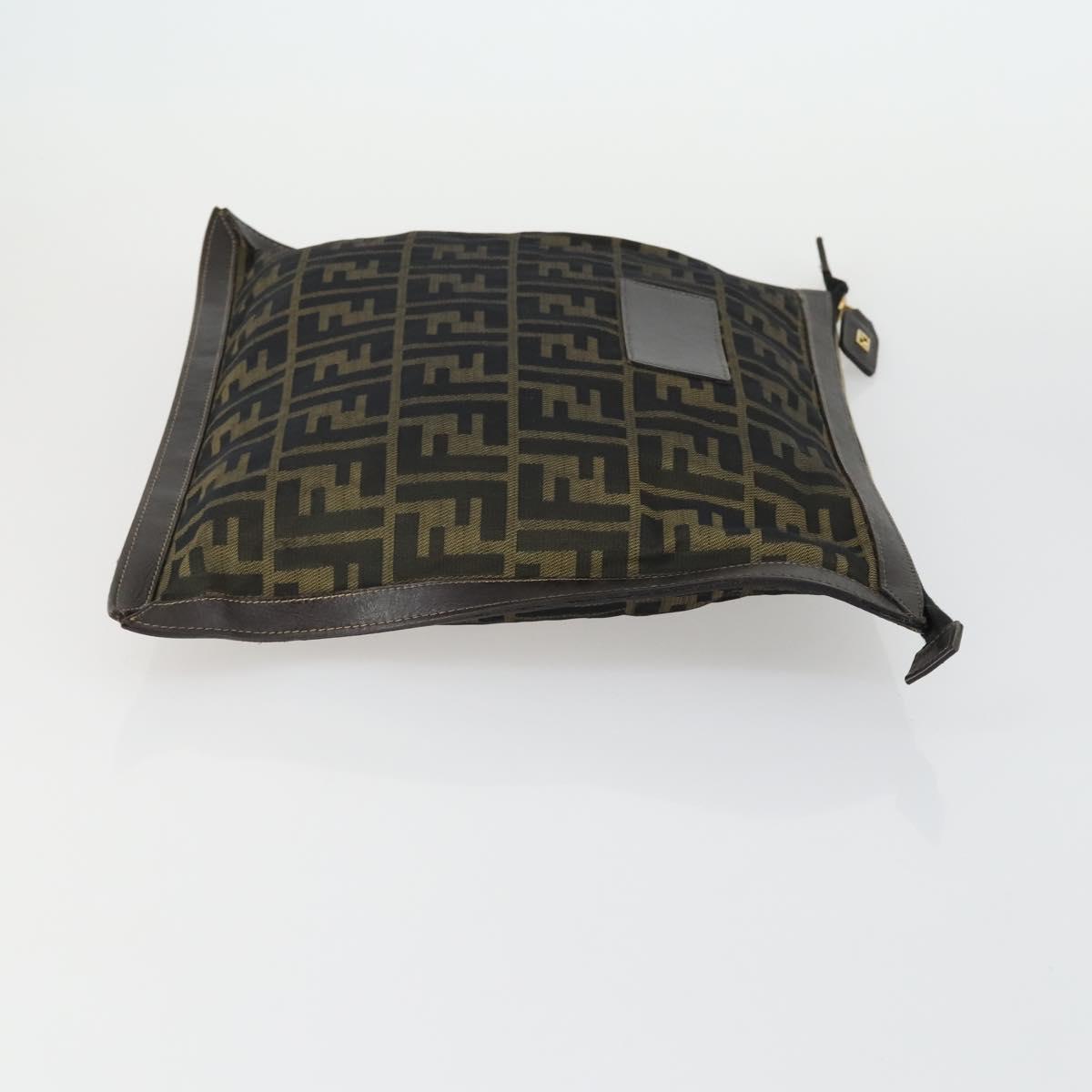 FENDI Zucca Canvas Zucchino Canvas Shoulder Bag 2 Set Black Brown Auth mr1847