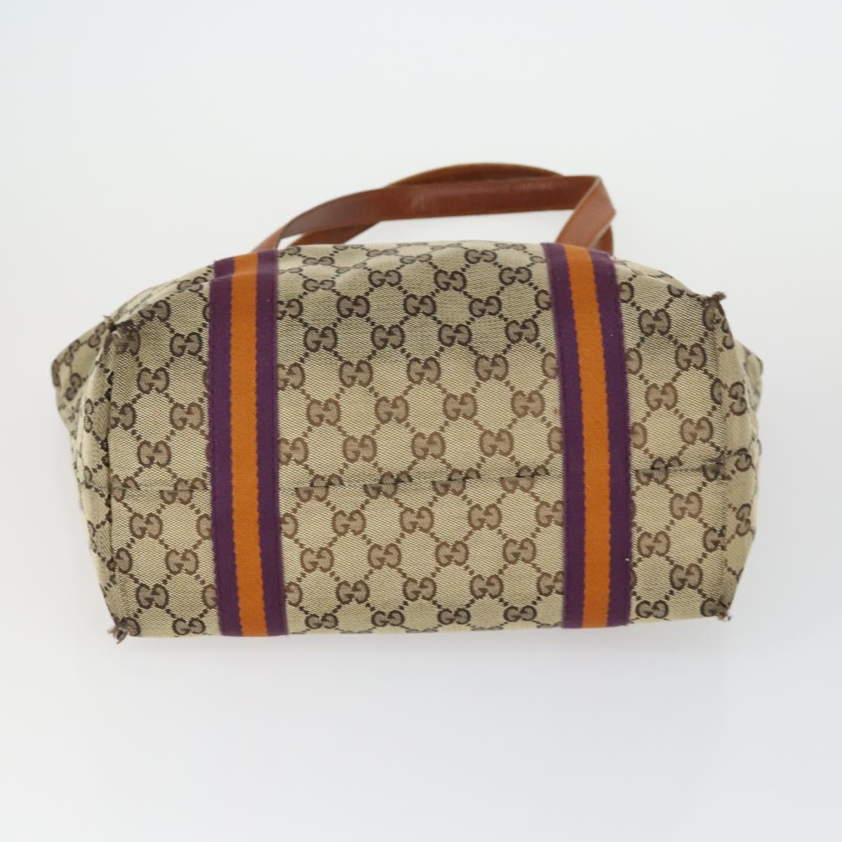 GUCCI GG Supreme Web Sherry Line Tote Bag PVC 5 Set Beige Red Auth mr1849