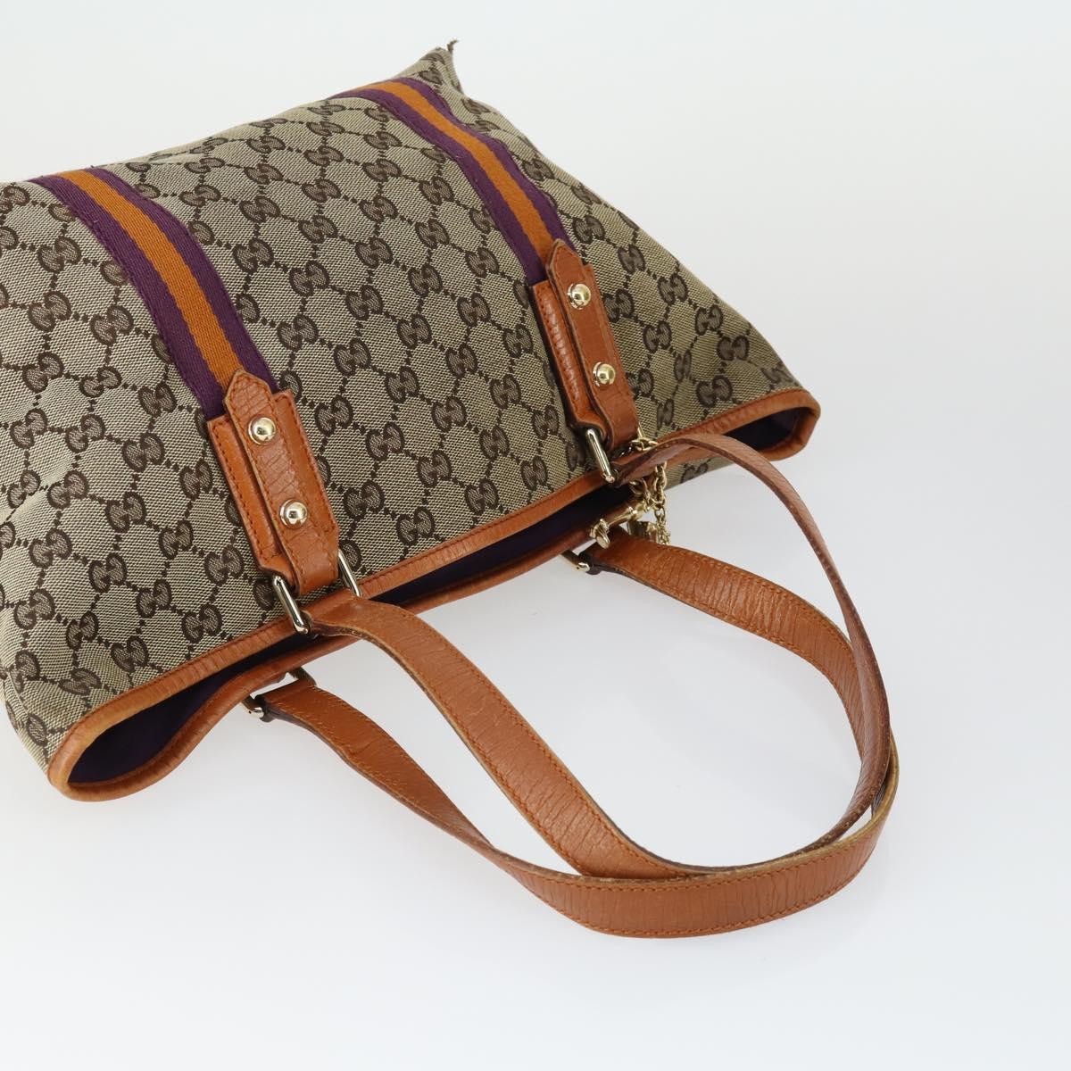 GUCCI GG Supreme Web Sherry Line Tote Bag PVC 5 Set Beige Red Auth mr1849