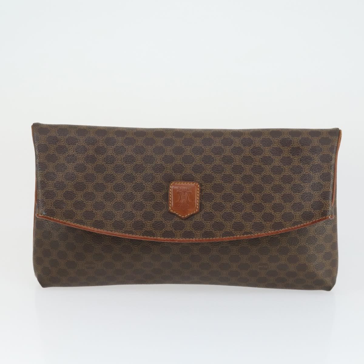 CELINE Macadam Canvas Shoulder Bag PVC 3 Set Brown Auth mr1851