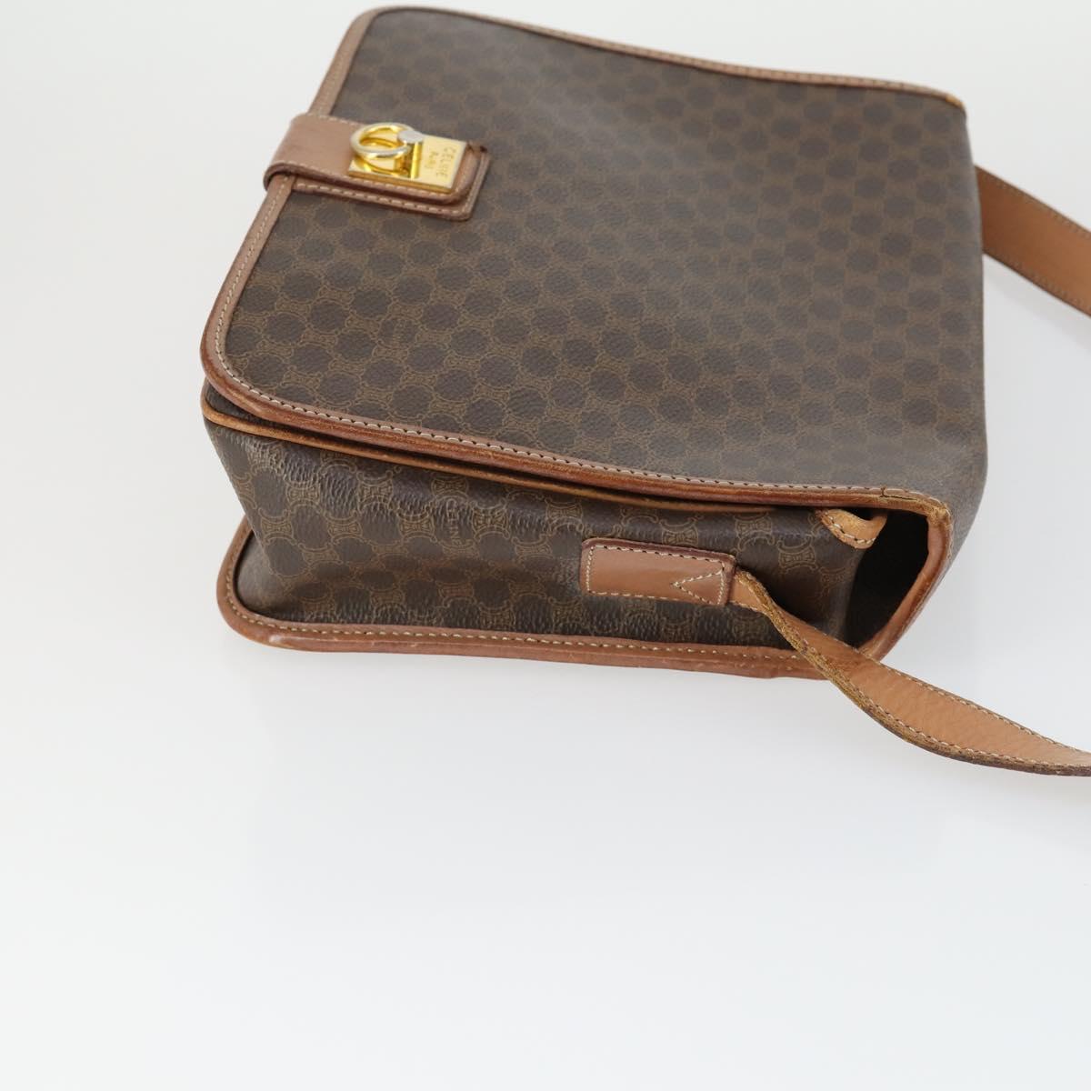 CELINE Macadam Canvas Shoulder Bag PVC 3 Set Brown Auth mr1851