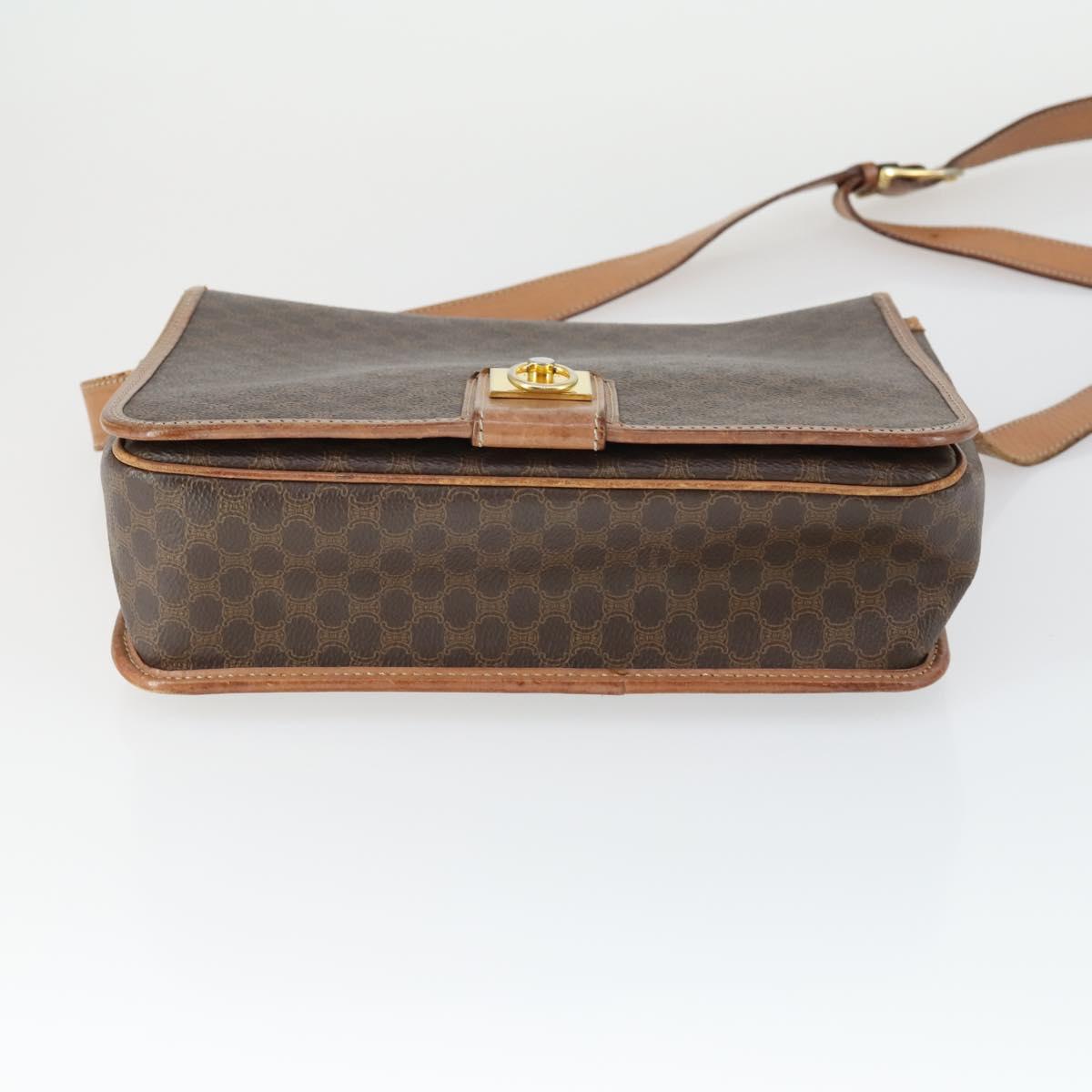 CELINE Macadam Canvas Shoulder Bag PVC 3 Set Brown Auth mr1851