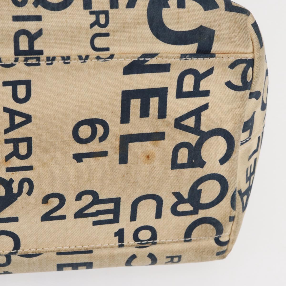 CHANEL By Sea Line Tote Bag Canvas Navy Beige CC Auth mr1854