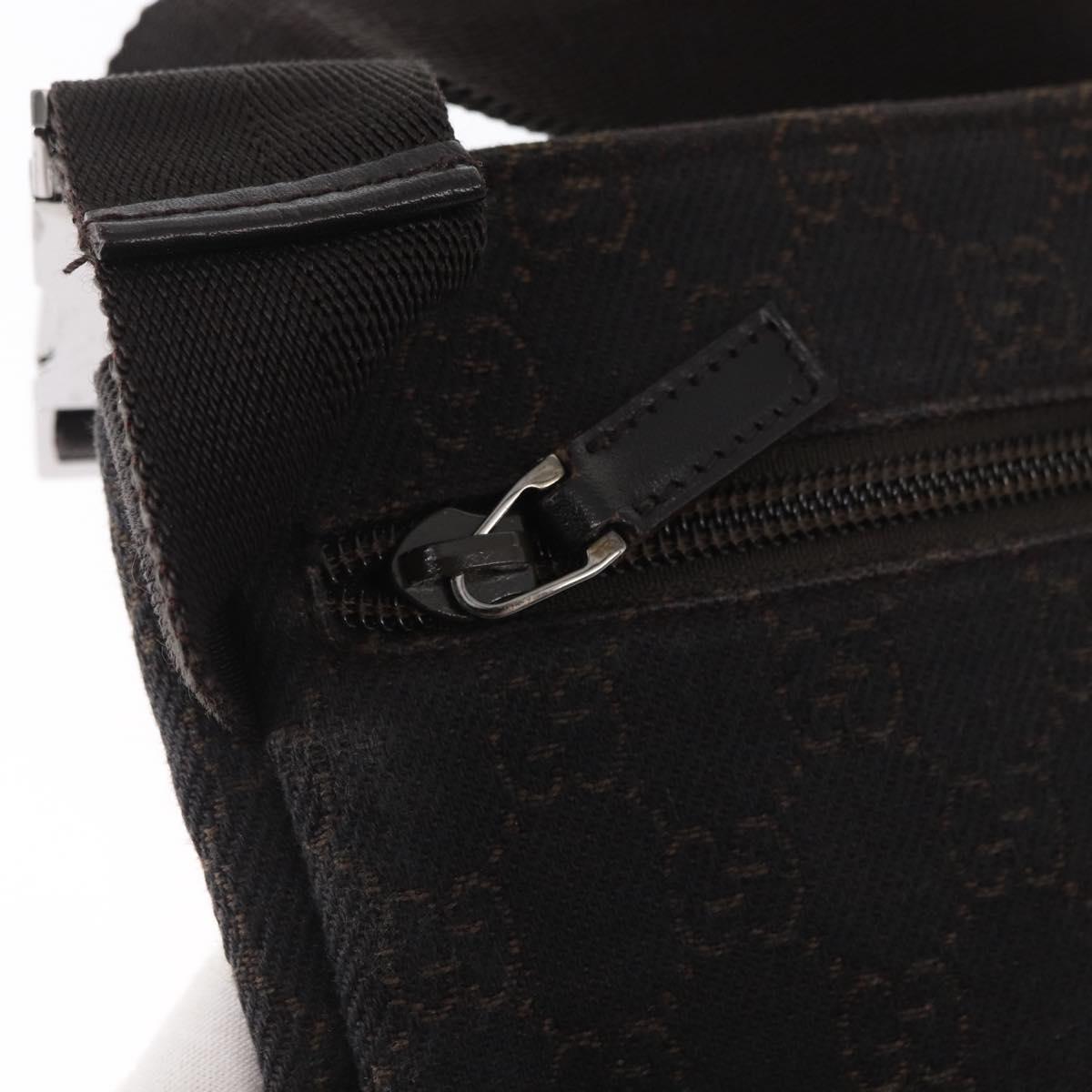 GUCCI GG Canvas Waist bag Brown Silver 28566 Auth mr1863