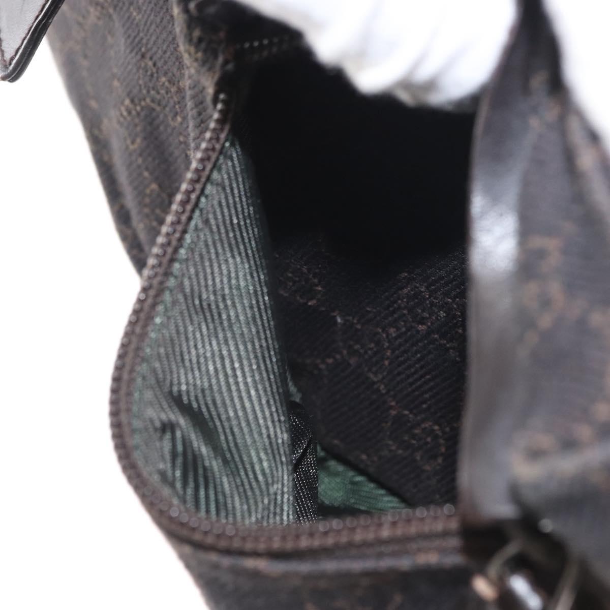 GUCCI GG Canvas Waist bag Brown Silver 28566 Auth mr1863