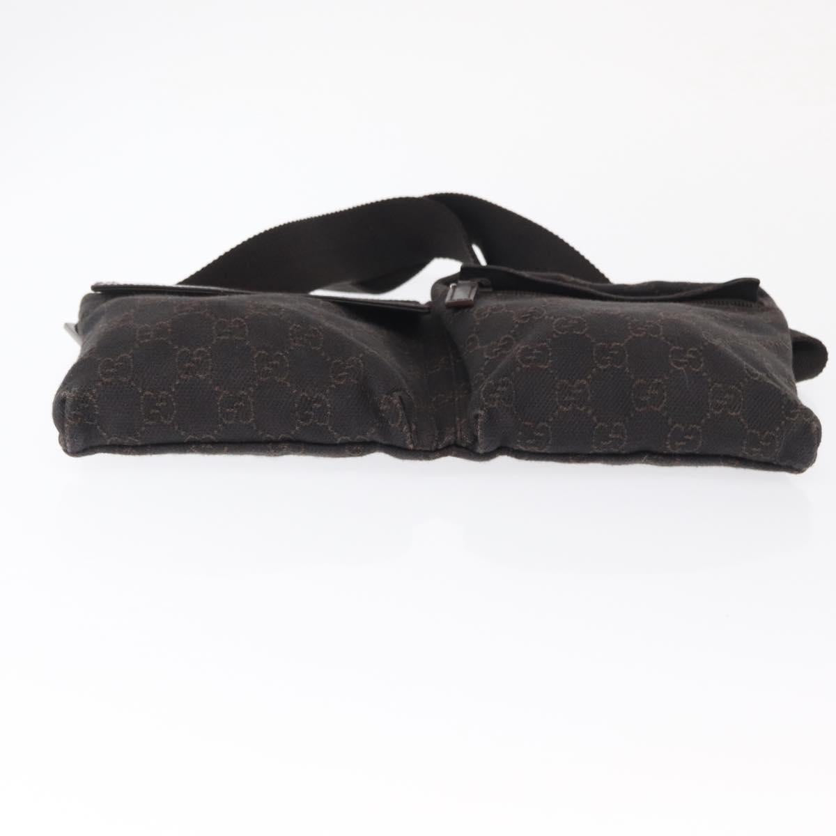 GUCCI GG Canvas Waist bag Brown Silver 28566 Auth mr1863