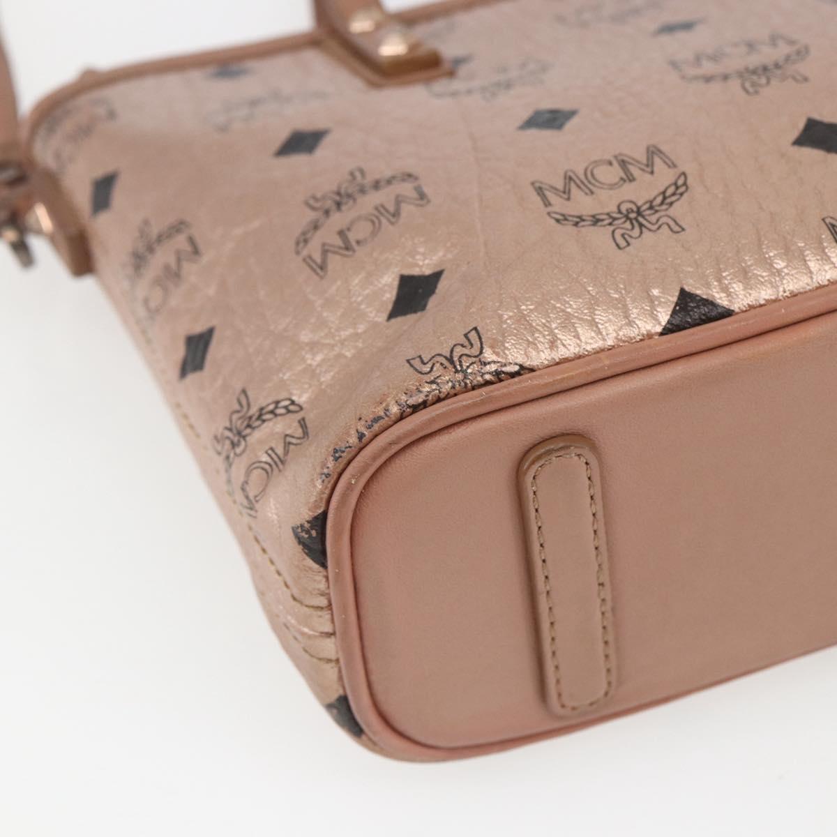 MCM Vicetos Logogram Anya Hand Bag PVC Leather 2way Pink Gold Auth mr1867