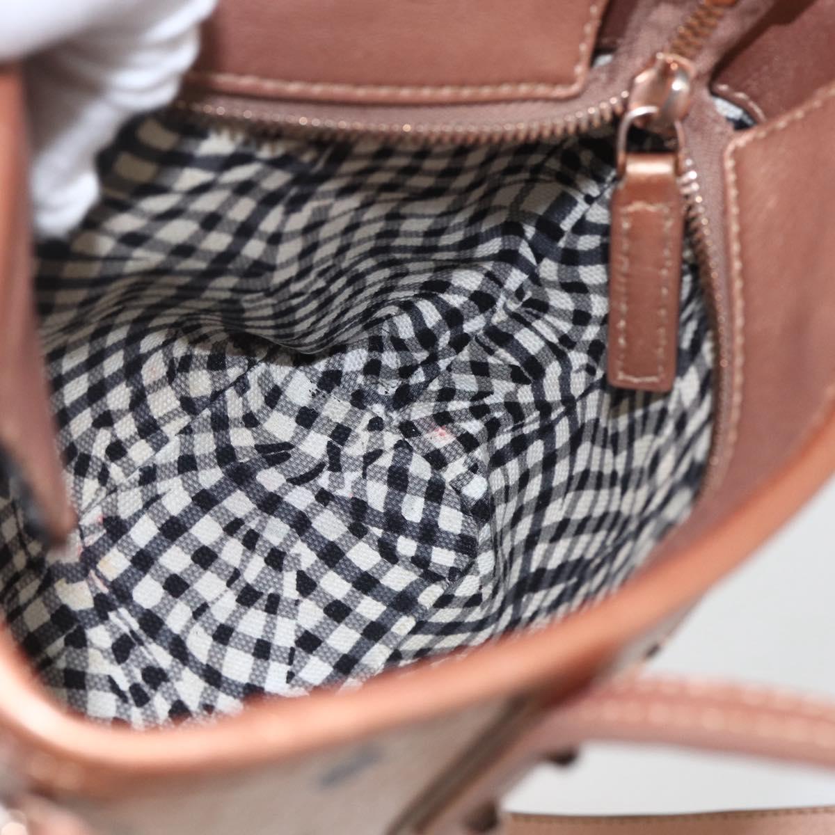 MCM Vicetos Logogram Anya Hand Bag PVC Leather 2way Pink Gold Auth mr1867