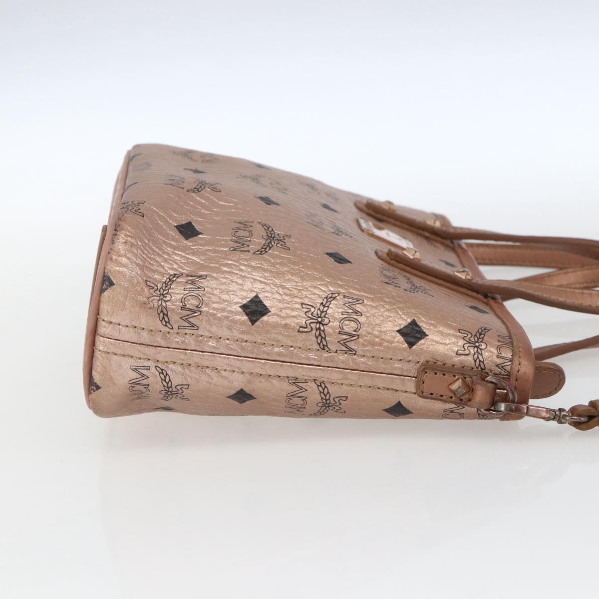 MCM Vicetos Logogram Anya Hand Bag PVC Leather 2way Pink Gold Auth mr1867