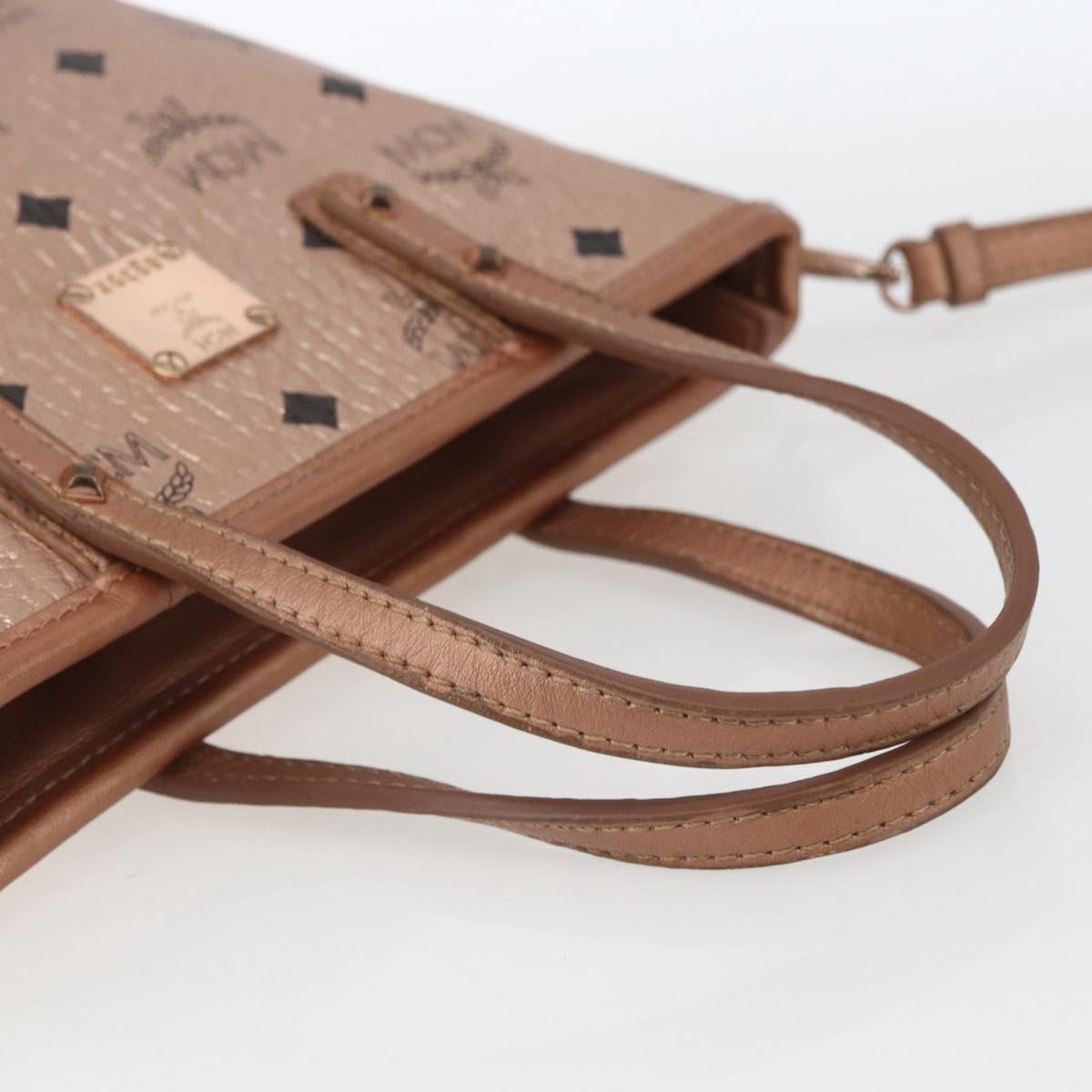 MCM Vicetos Logogram Anya Hand Bag PVC Leather 2way Pink Gold Auth mr1867