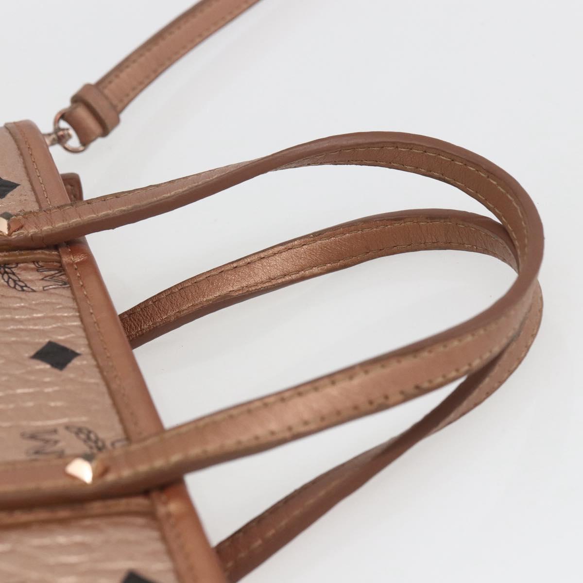 MCM Vicetos Logogram Anya Hand Bag PVC Leather 2way Pink Gold Auth mr1867