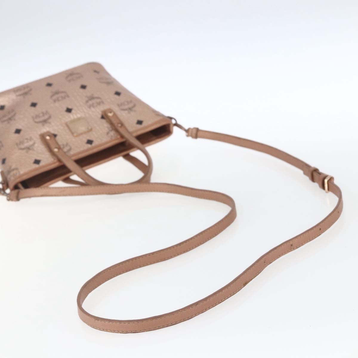 MCM Vicetos Logogram Anya Hand Bag PVC Leather 2way Pink Gold Auth mr1867