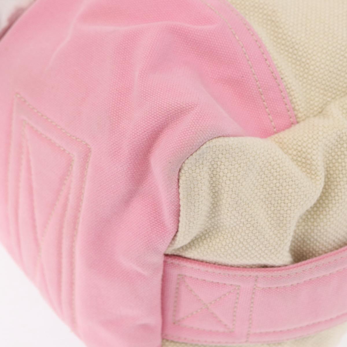 CHANEL Boston Bag Canvas Pink Silver CC Auth mr1869