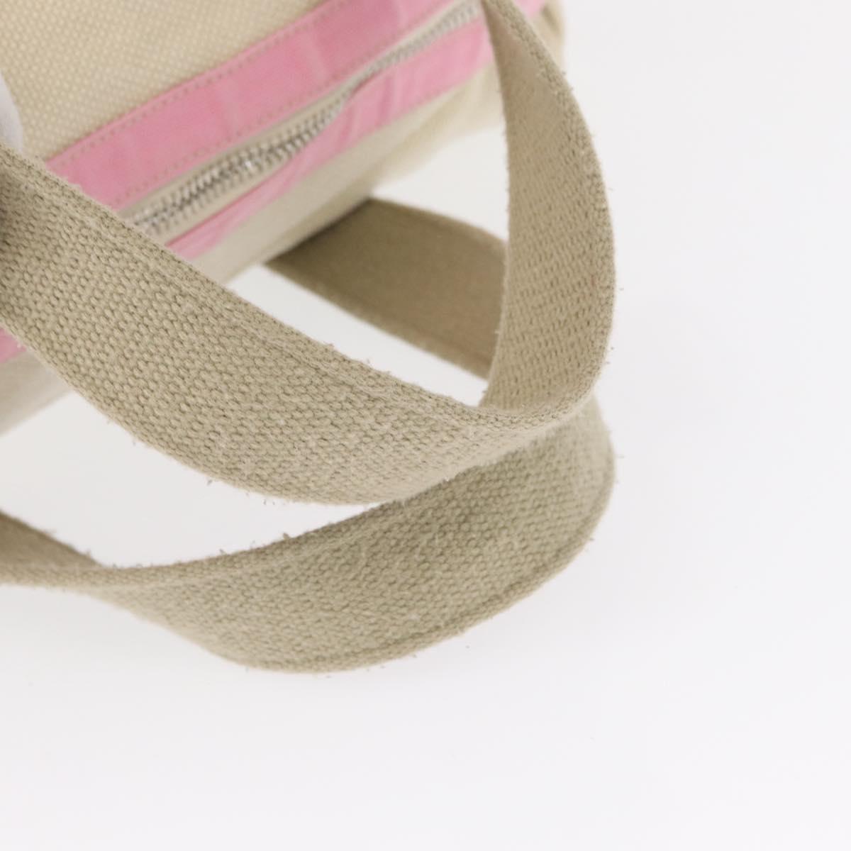 CHANEL Boston Bag Canvas Pink Silver CC Auth mr1869