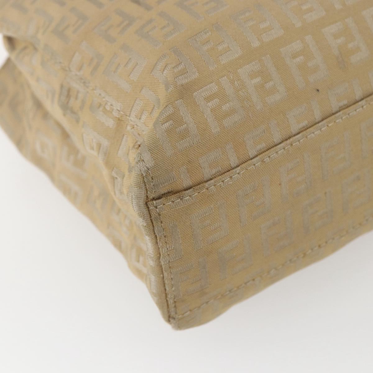 FENDI Zucchino Canvas Hand Bag Beige Gold Auth mr1871