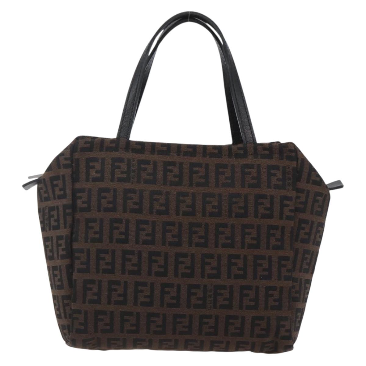 FENDI Zucchino Canvas Hand Bag Black Auth mr1872