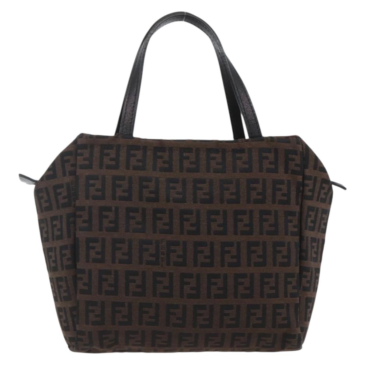 FENDI Zucchino Canvas Hand Bag Black Auth mr1872
