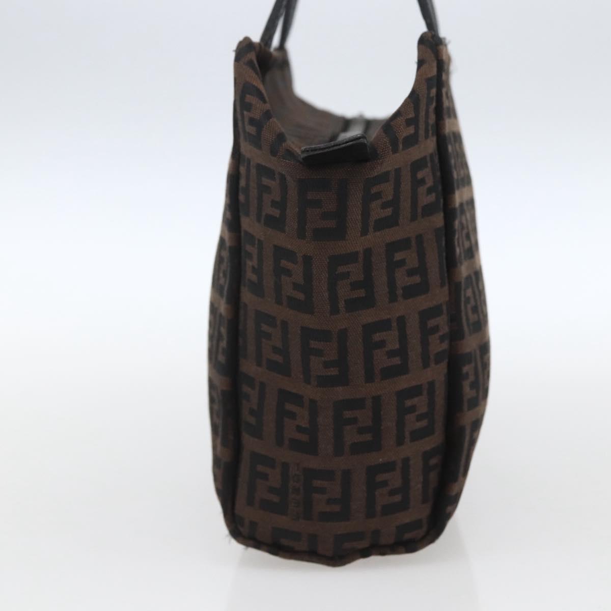 FENDI Zucchino Canvas Hand Bag Black Auth mr1872