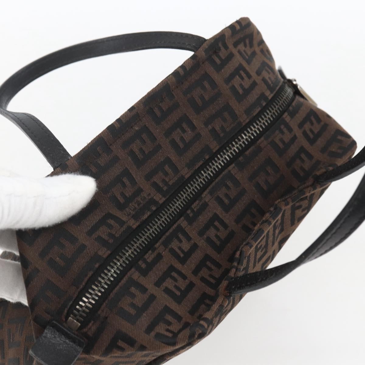 FENDI Zucchino Canvas Hand Bag Black Auth mr1872