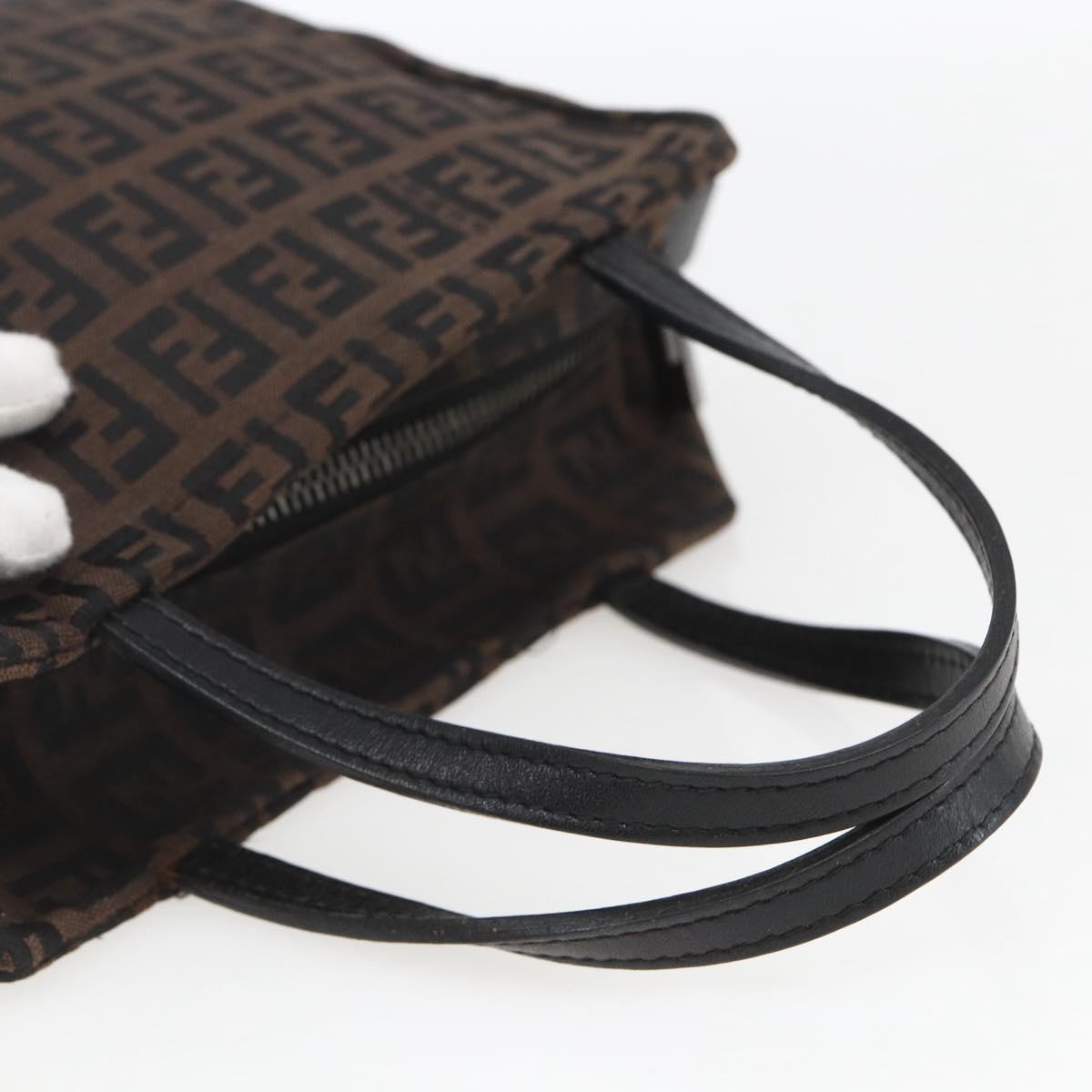 FENDI Zucchino Canvas Hand Bag Black Auth mr1872