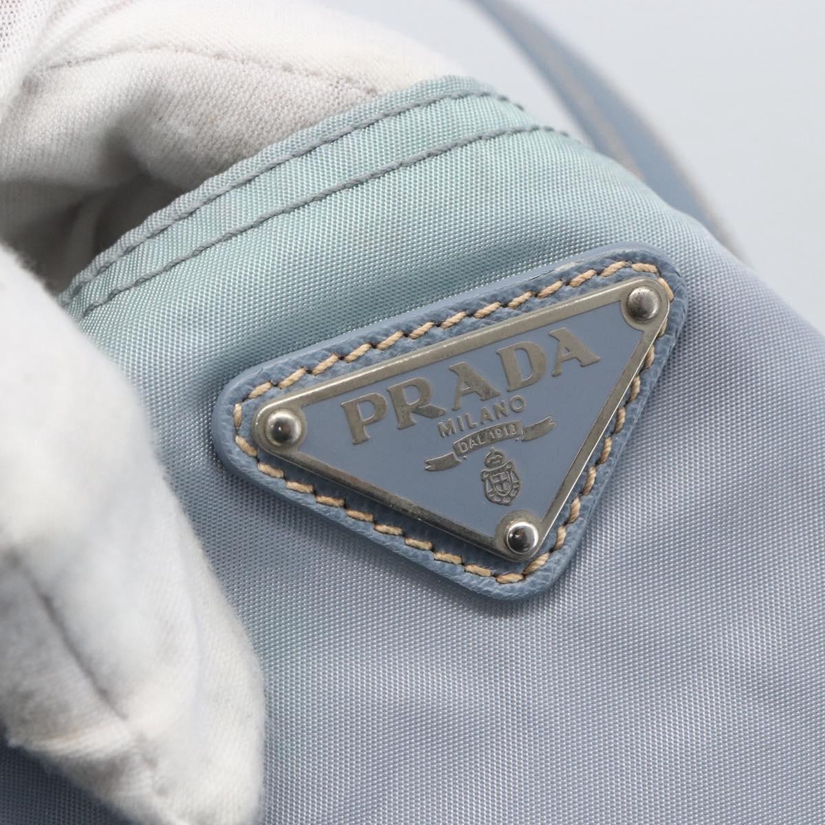 PRADA Hand Bag Nylon Light Blue Silver Auth mr1874