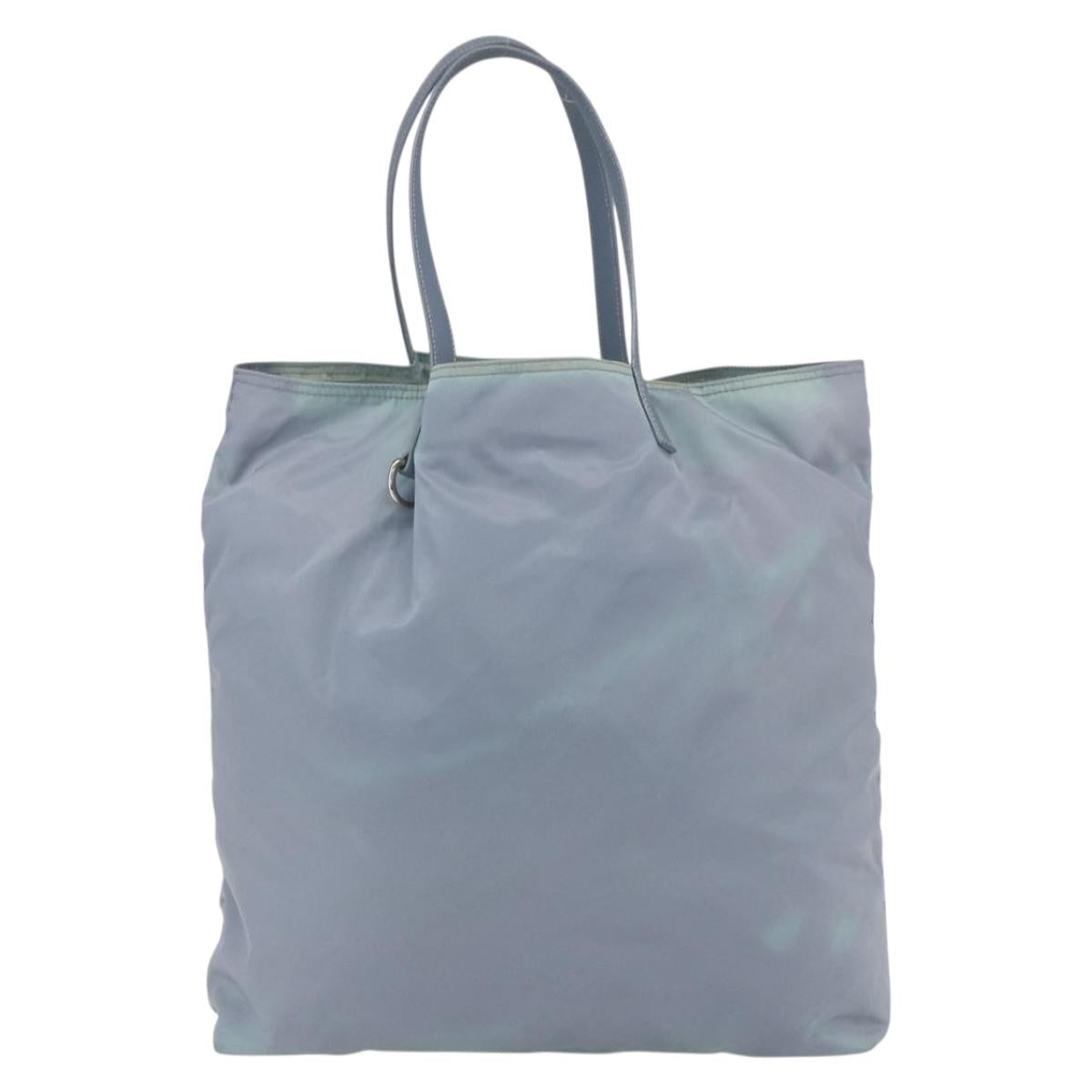PRADA Hand Bag Nylon Light Blue Silver Auth mr1874