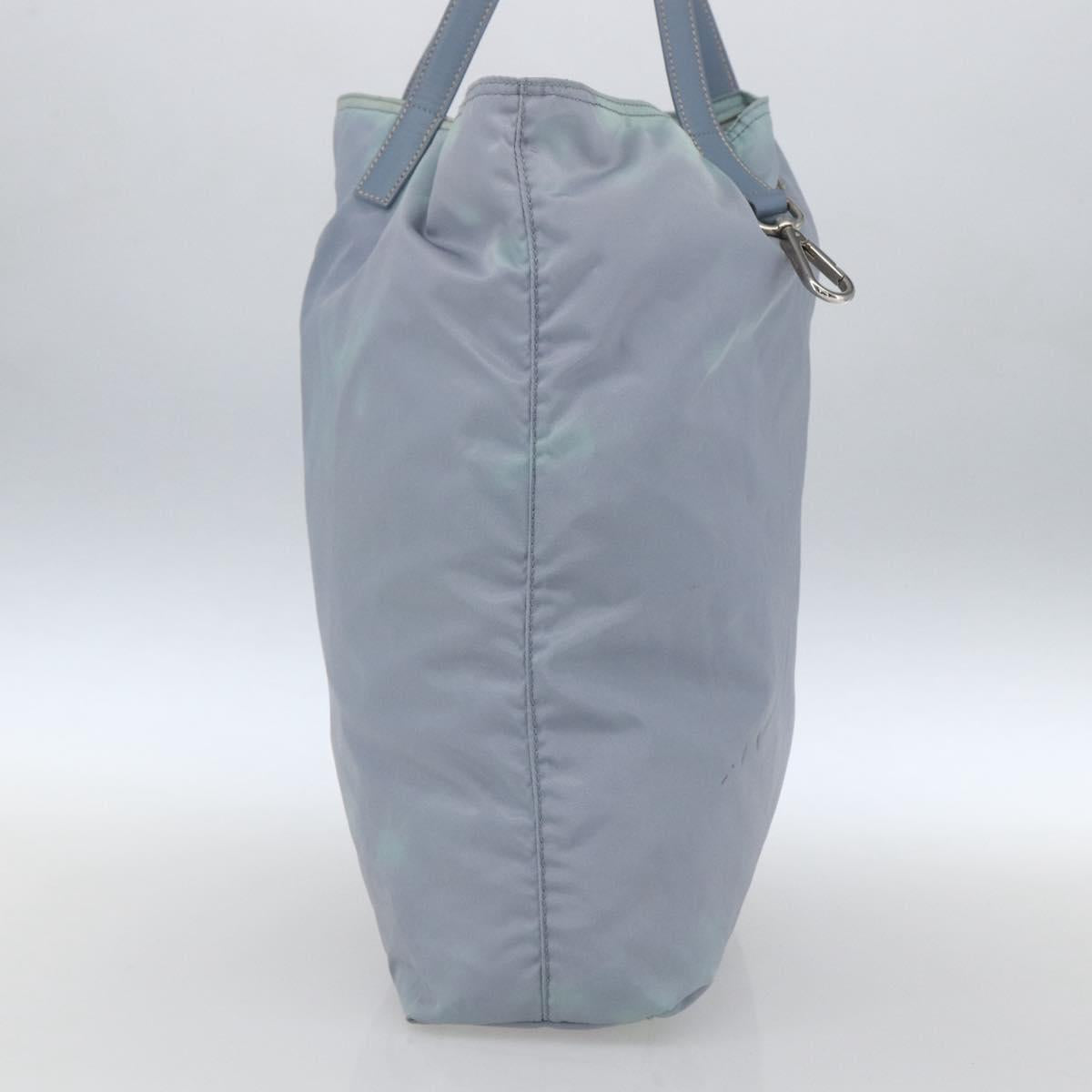 PRADA Hand Bag Nylon Light Blue Silver Auth mr1874
