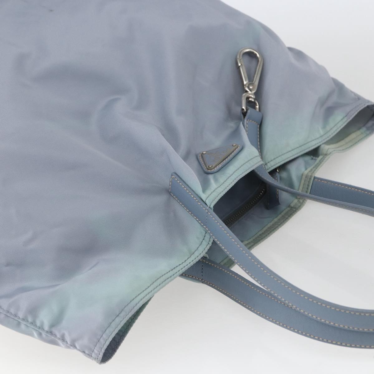 PRADA Hand Bag Nylon Light Blue Silver Auth mr1874