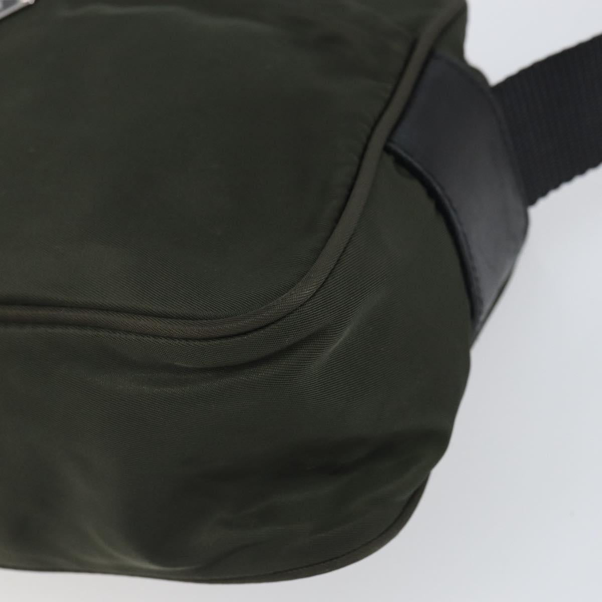 PRADA Shoulder Bag Nylon Khaki Silver Auth mr1875