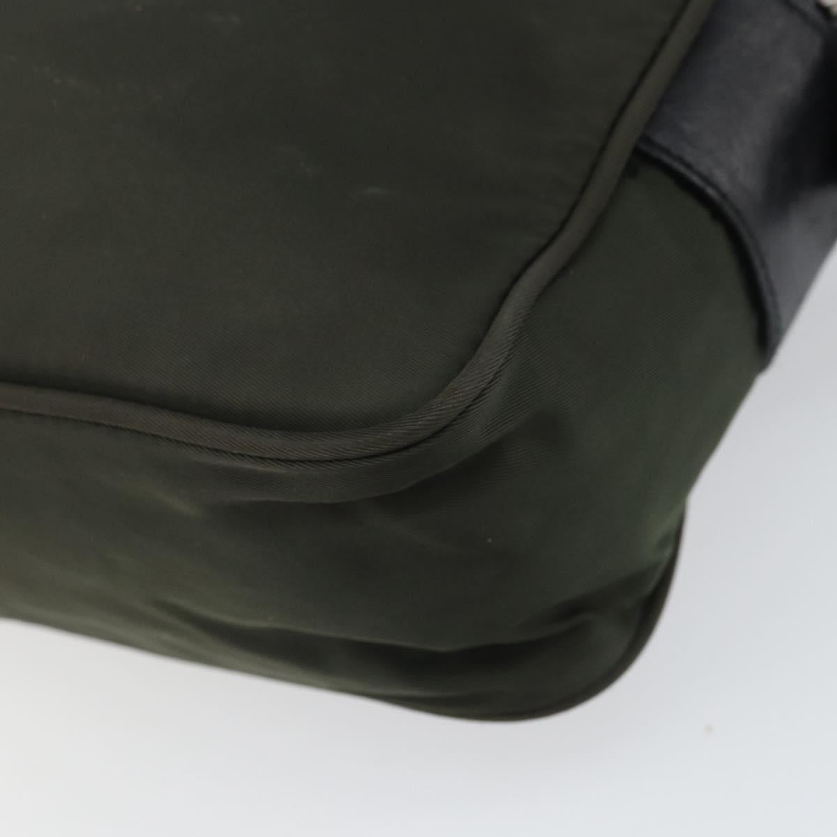 PRADA Shoulder Bag Nylon Khaki Silver Auth mr1875