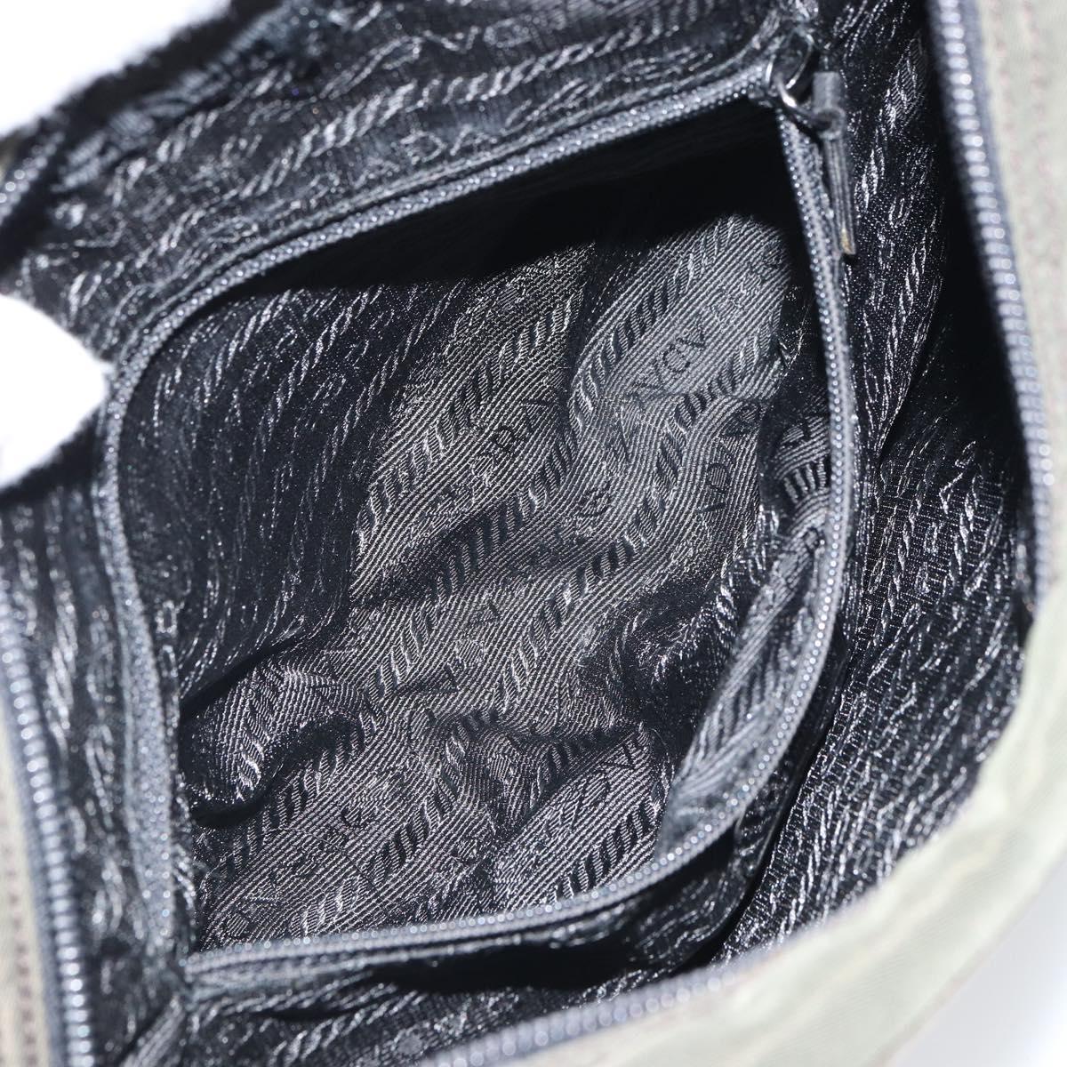 PRADA Shoulder Bag Nylon Khaki Silver Auth mr1875