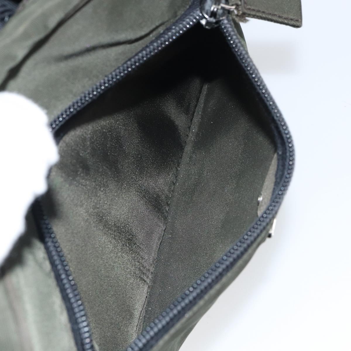 PRADA Shoulder Bag Nylon Khaki Silver Auth mr1875