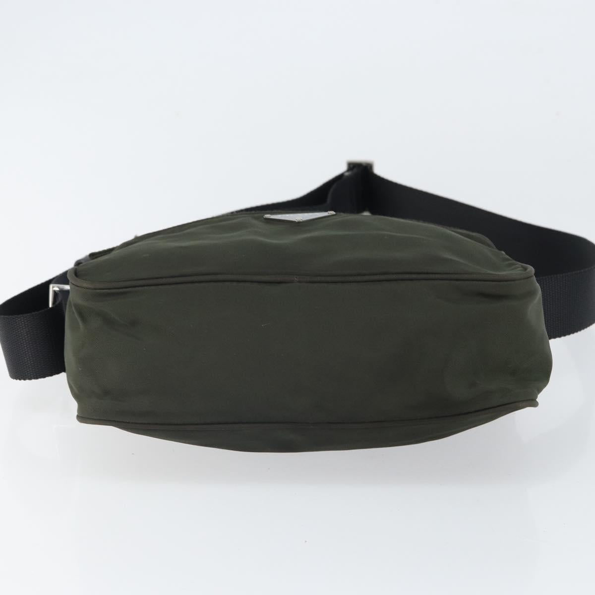 PRADA Shoulder Bag Nylon Khaki Silver Auth mr1875