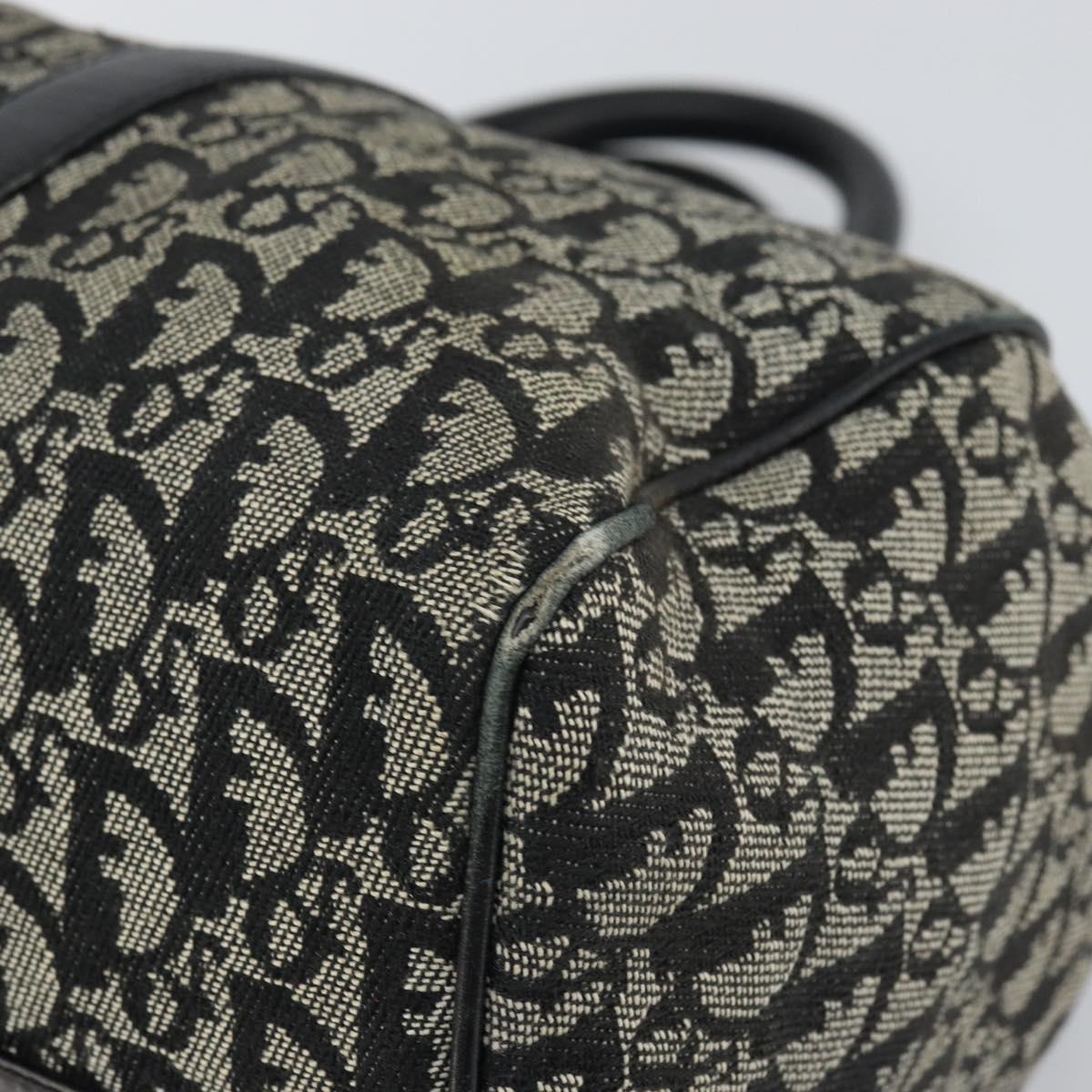 Christian Dior Trotter Canvas Boston Bag Black Silver Auth mr1878