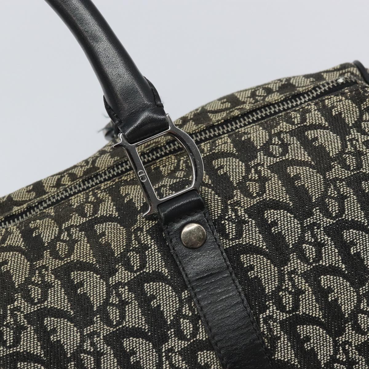 Christian Dior Trotter Canvas Boston Bag Black Silver Auth mr1878
