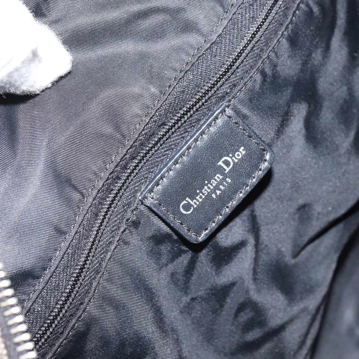 Christian Dior Trotter Canvas Boston Bag Black Silver Auth mr1878