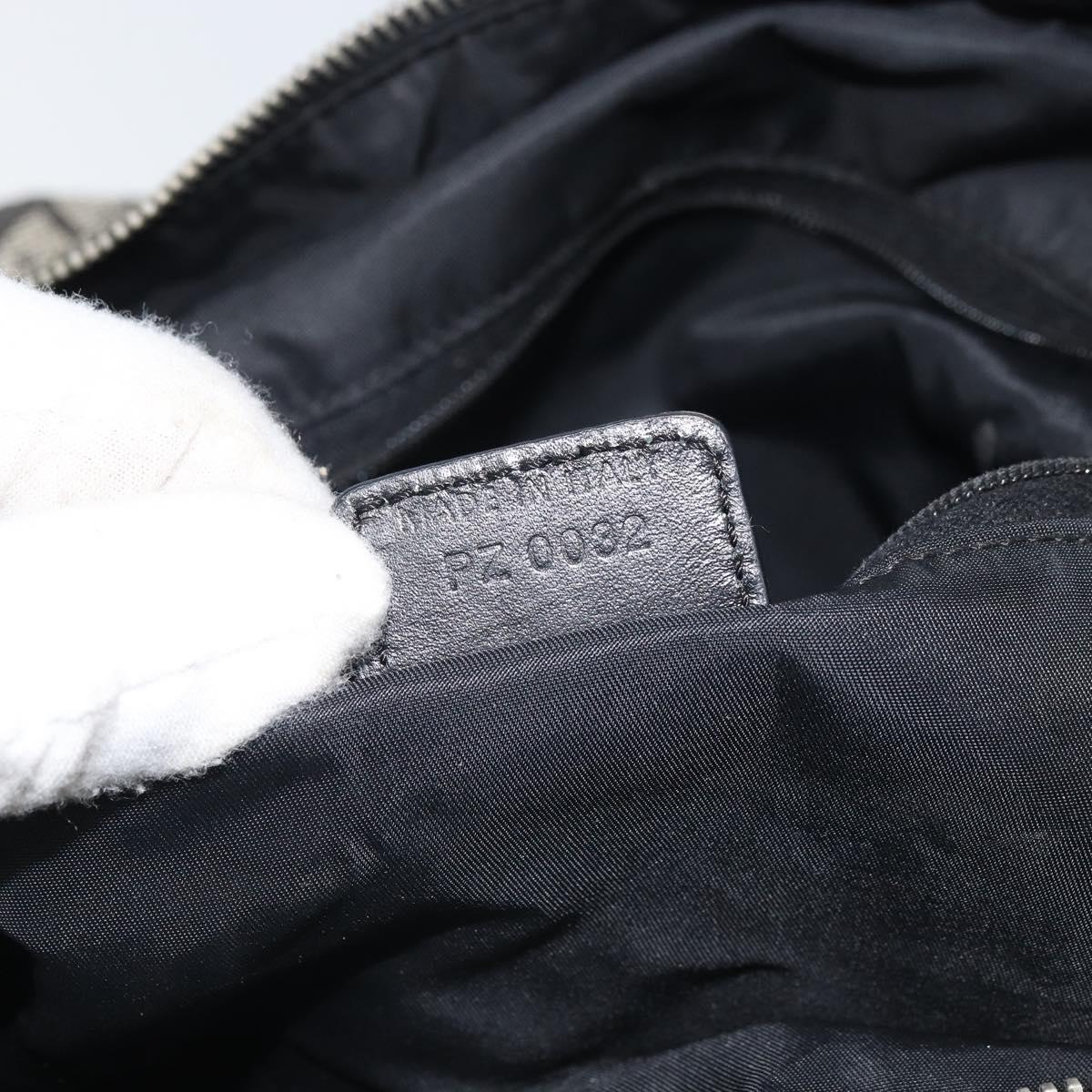 Christian Dior Trotter Canvas Boston Bag Black Silver Auth mr1878