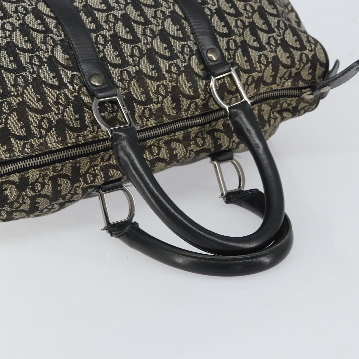 Christian Dior Trotter Canvas Boston Bag Black Silver Auth mr1878