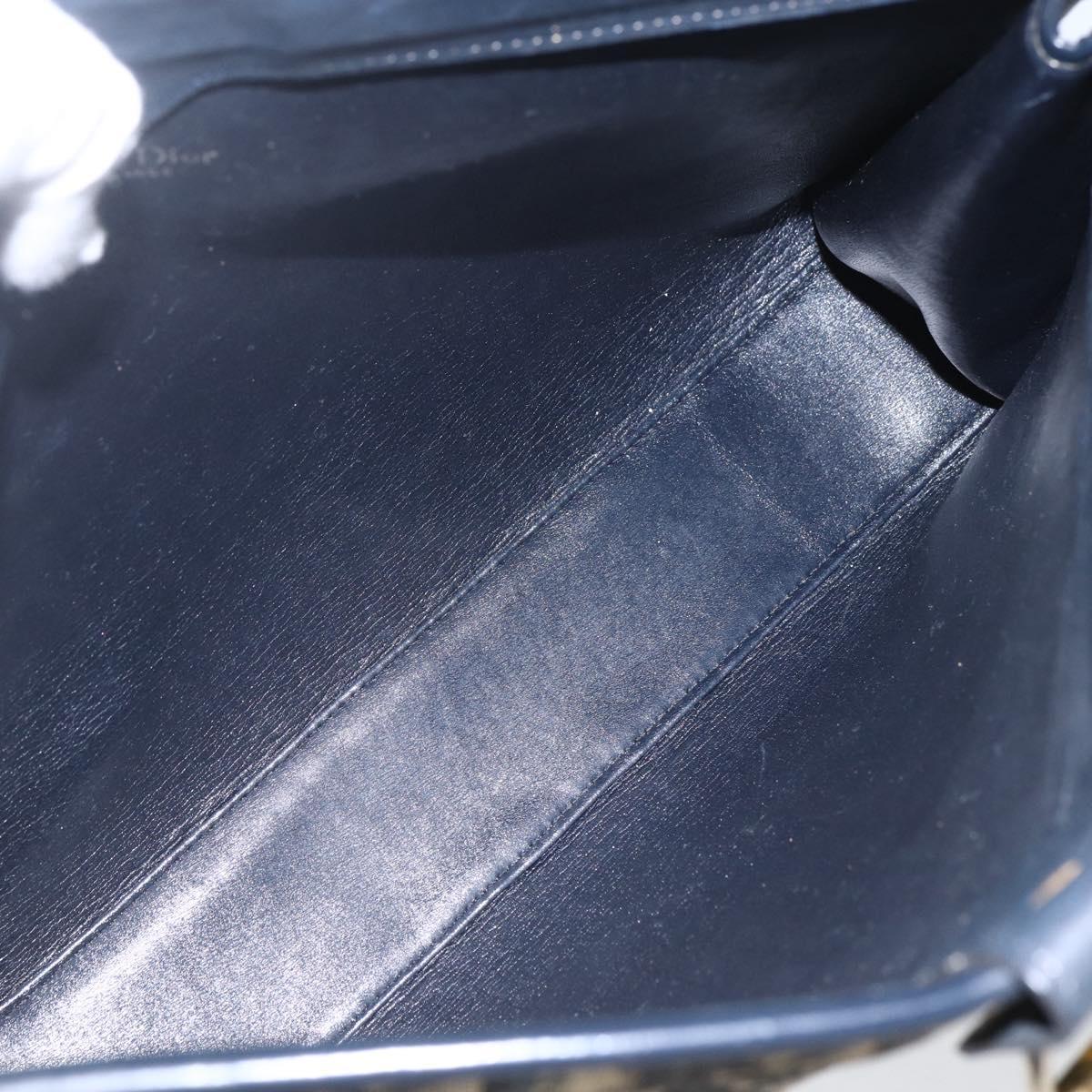 Christian Dior Trotter Canvas Shoulder Bag Navy Gold Auth mr1879