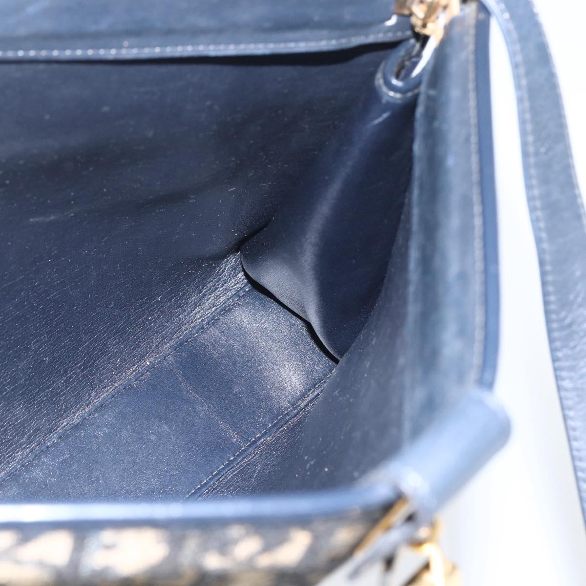 Christian Dior Trotter Canvas Shoulder Bag Navy Gold Auth mr1879