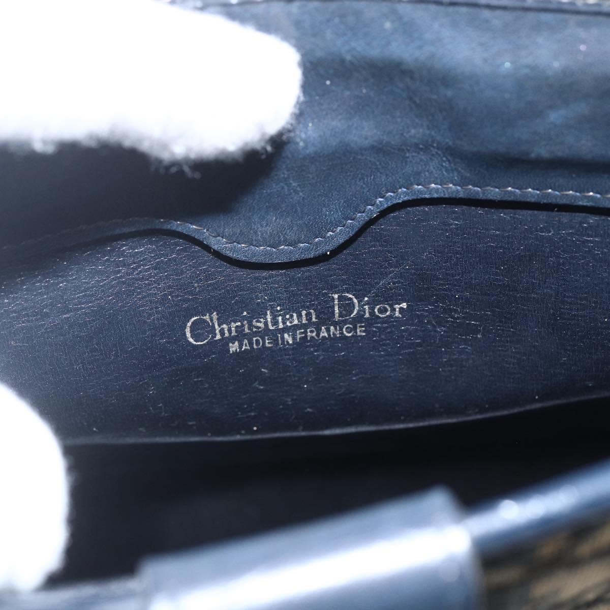 Christian Dior Trotter Canvas Shoulder Bag Navy Gold Auth mr1879
