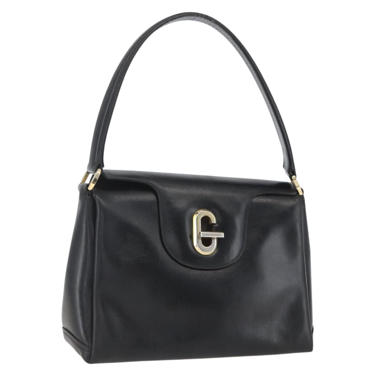 GUCCI Hand Bag Leather Black gold 406 000 1080 Auth mr1883