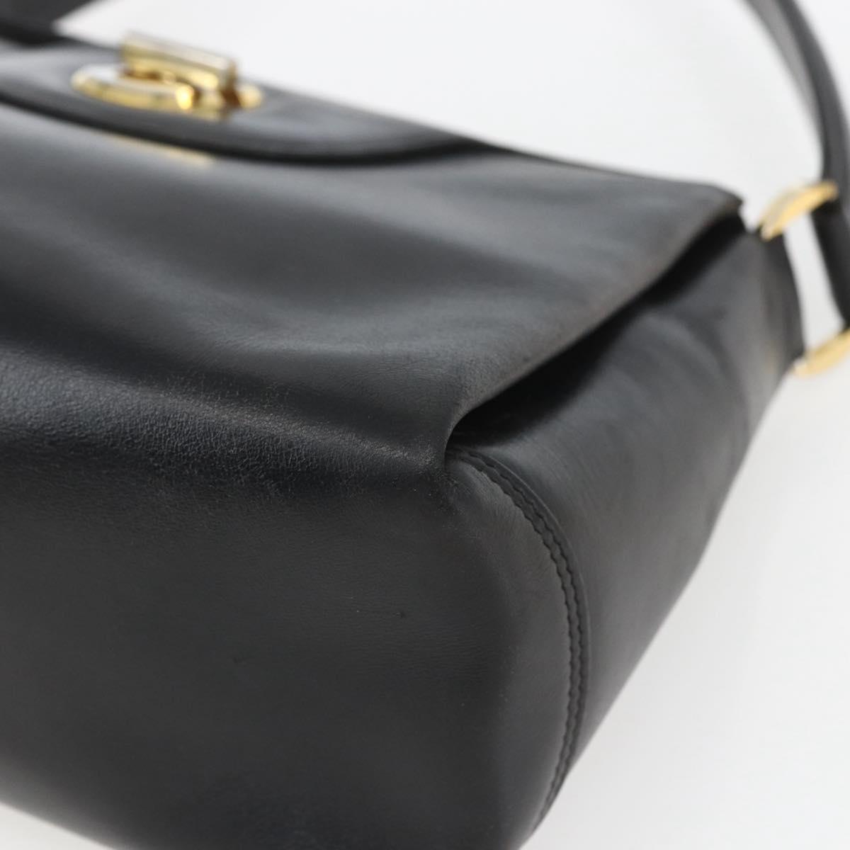 GUCCI Hand Bag Leather Black gold 406 000 1080 Auth mr1883