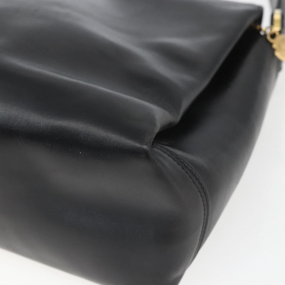 GUCCI Hand Bag Leather Black gold 406 000 1080 Auth mr1883