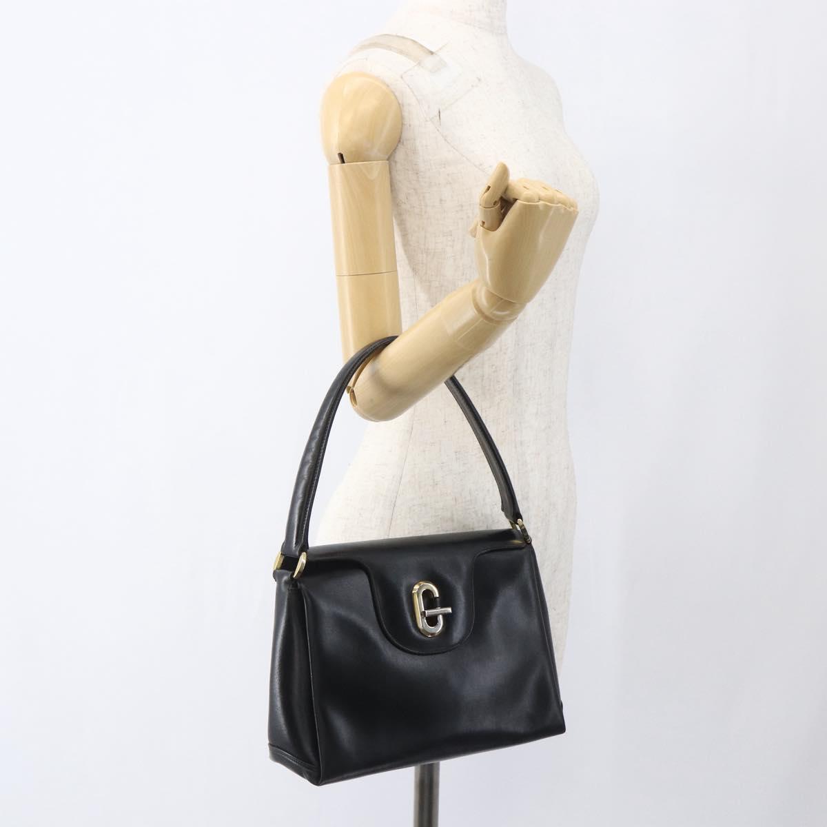 GUCCI Hand Bag Leather Black gold 406 000 1080 Auth mr1883